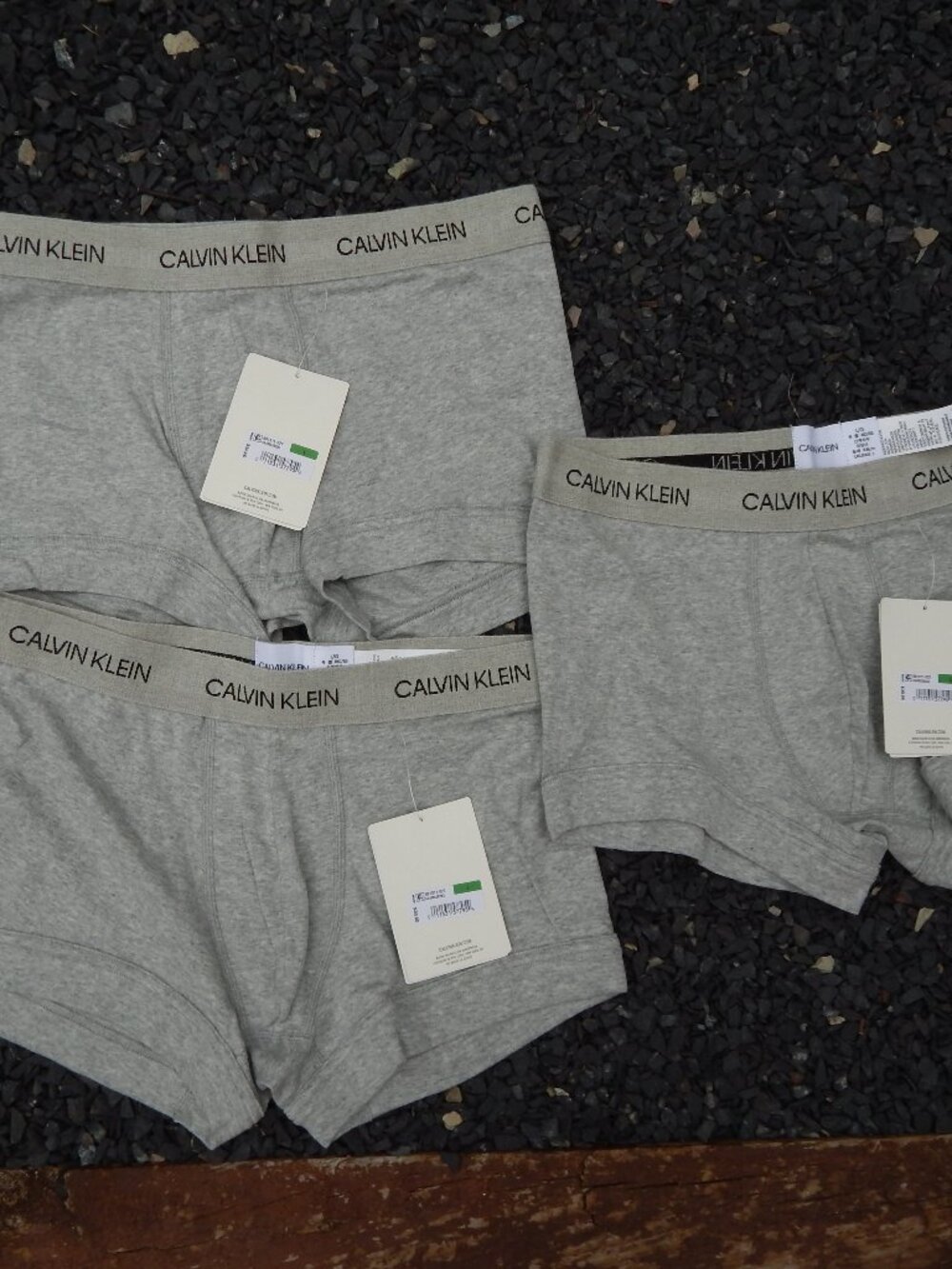 Calvin Klein Men’s Large 36-38" Low Rise Trunks Briefs Underwear Gray Lot of 3